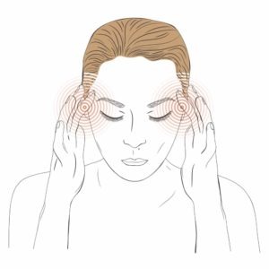 illustration of woman experiencing pain in temples