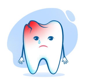 cracked tooth vector illustration